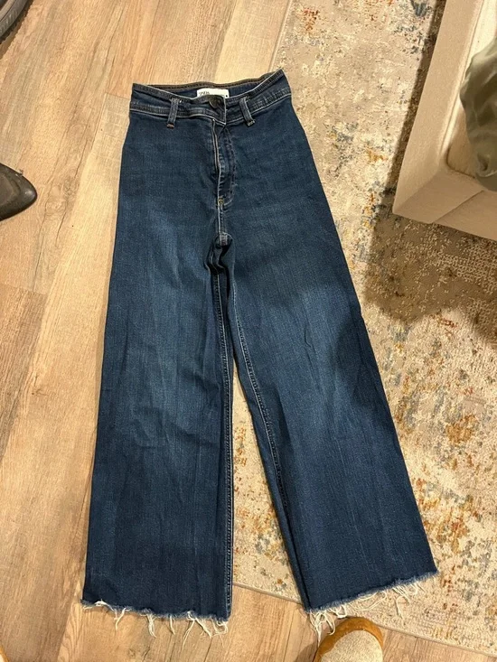 Zara Dark Blue High-Rise Wide Leg Jeans, women’s size 4 - Picture 1 of 3